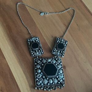 Vintage Black and Silver Statement Necklace
